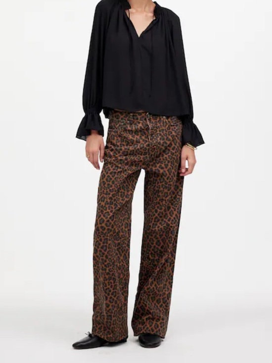 Madewell Pants - Madewell Low-Slung Baggy Jeans in Leopard Print